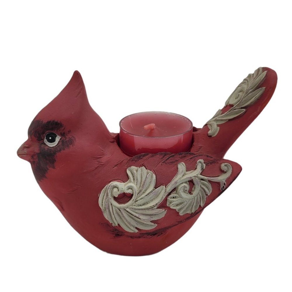 Cardinal Tea Light Candle Holder Beautiful Red Bird